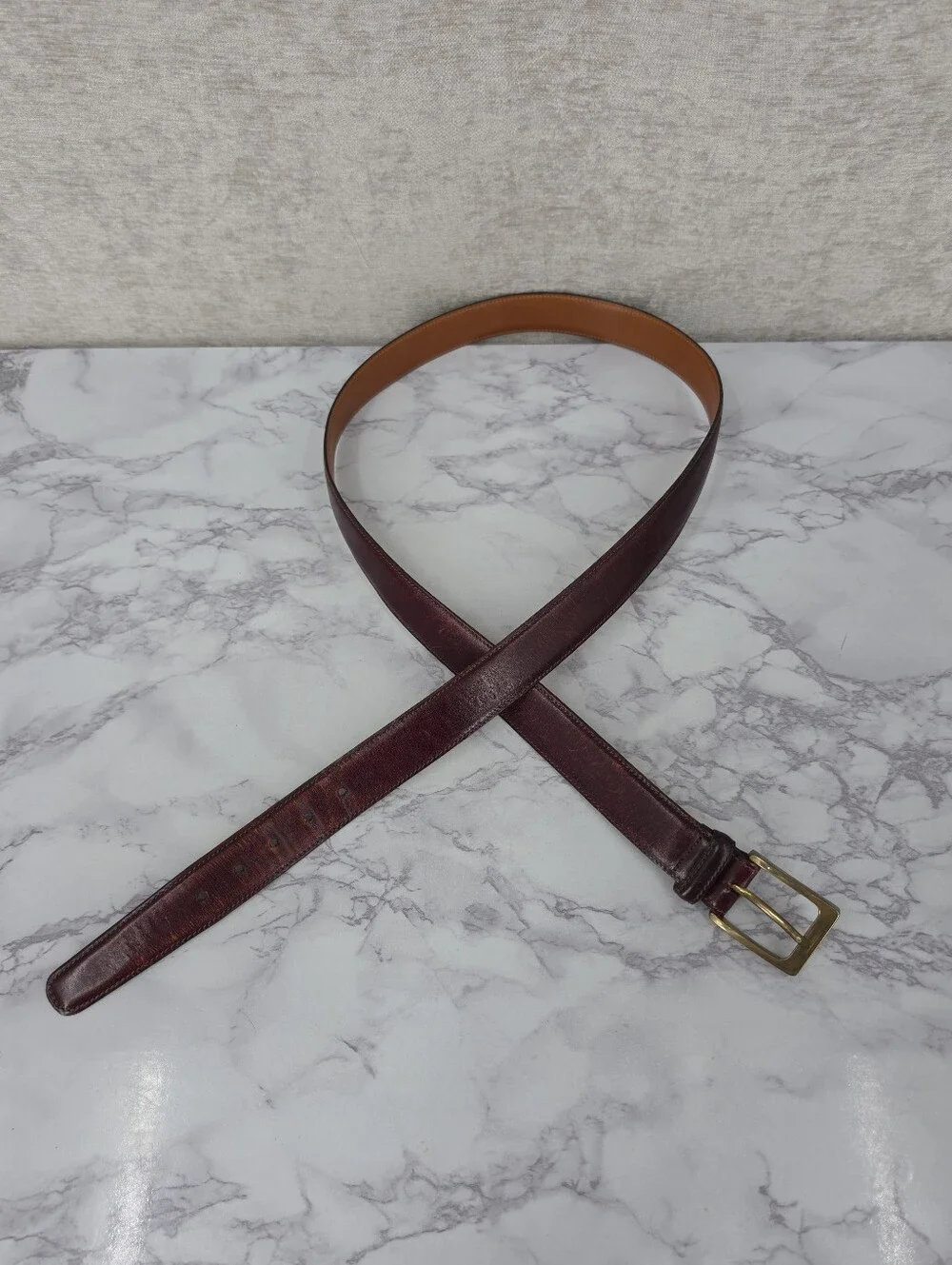 Trafalgar Cortina Handmade Leather Oxblood Burgundy Belt Kholmogor Cowhide